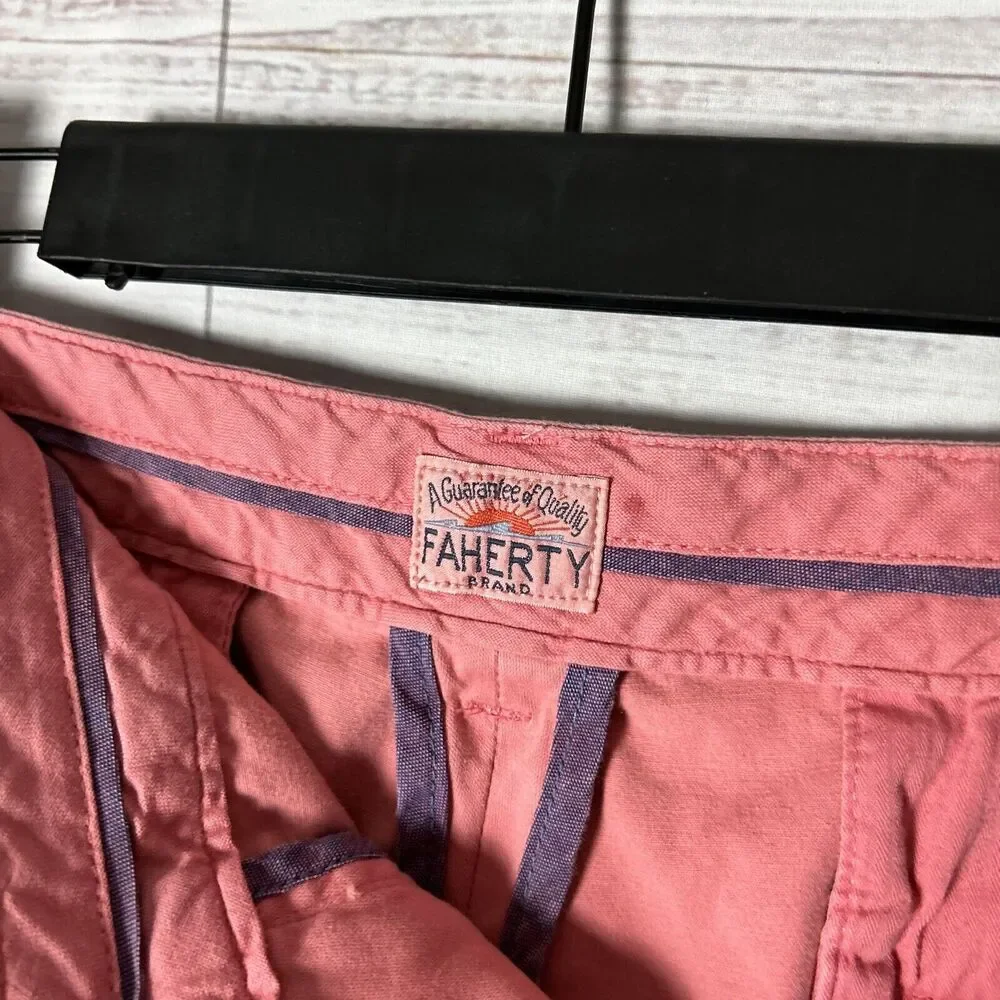 Faherty Shorts Mens Chino Sz 40 Light Red Pink 9.5